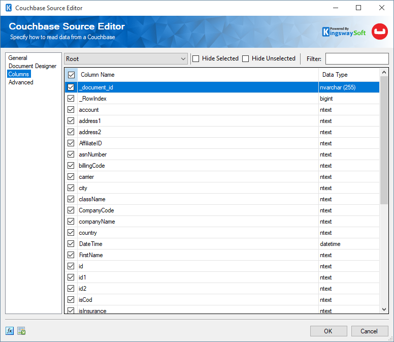 Couchbase Source component - Columns.png